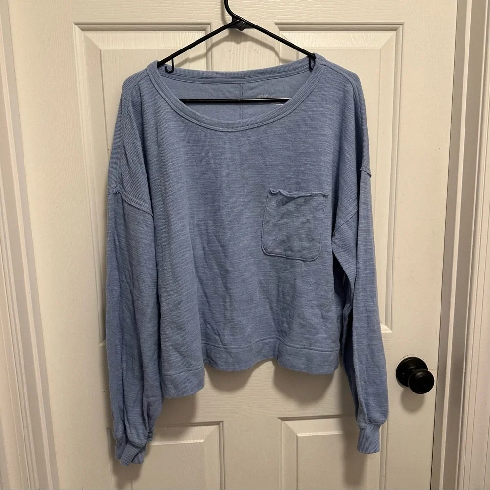 Aerie Endless Summer Blue Crew Sweater Size Medium - Picture 2 of 5